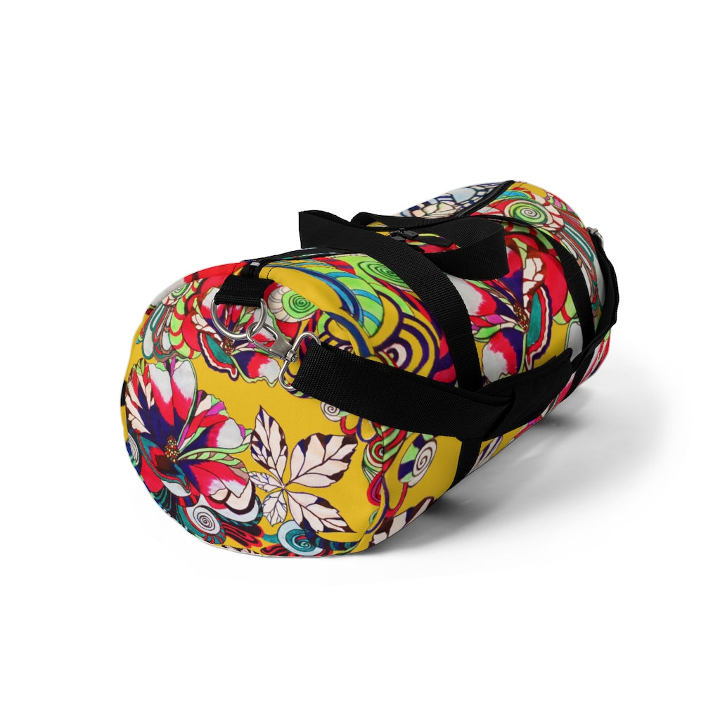 Artsy Floral Pop Yellow Duffel Bag