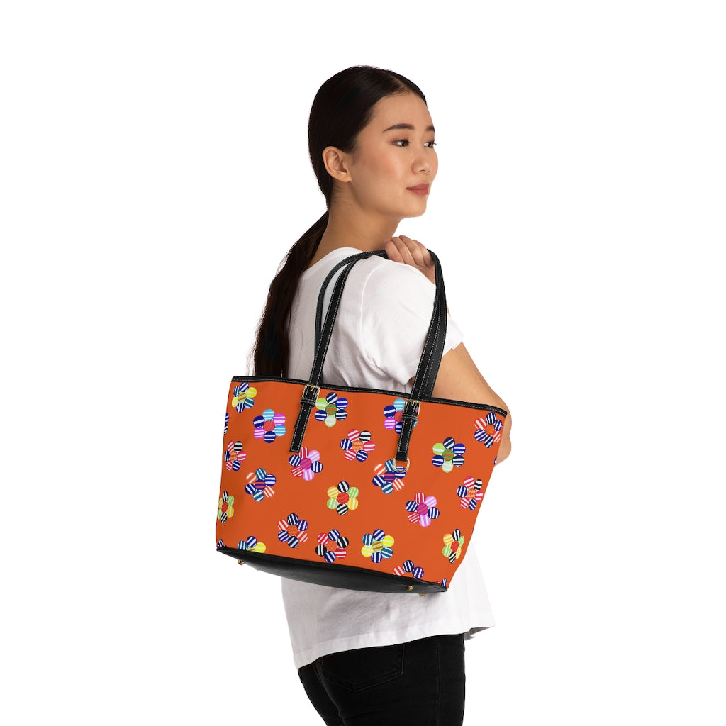 rust orange multi colour candy florals totebag