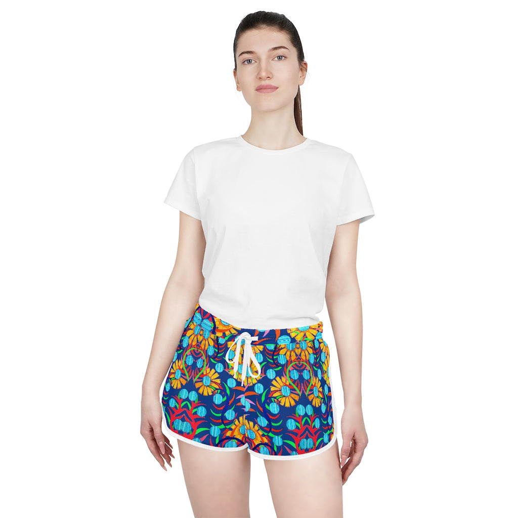 Blue Sunflower Relaxed Shorts