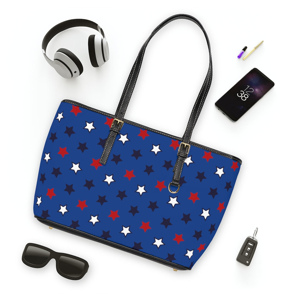 blue star print handbag