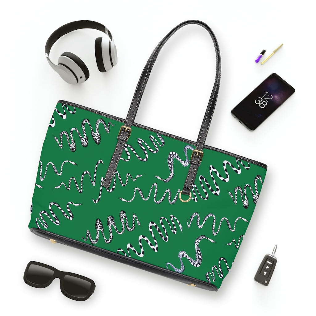 Emerald Green Snake Den PU Leather Shoulder Bag