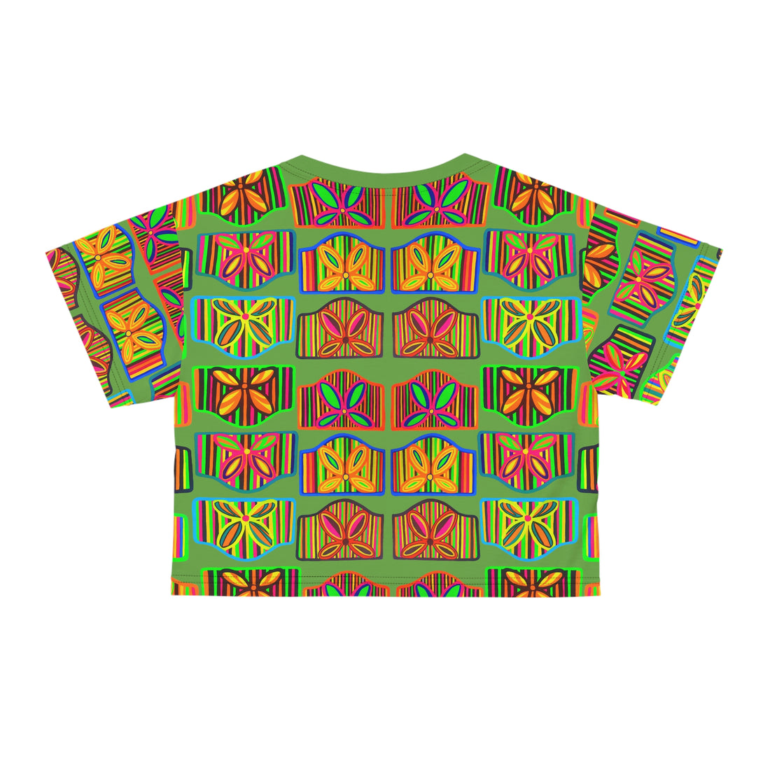 Olive Deco Print AOP Crop Tee