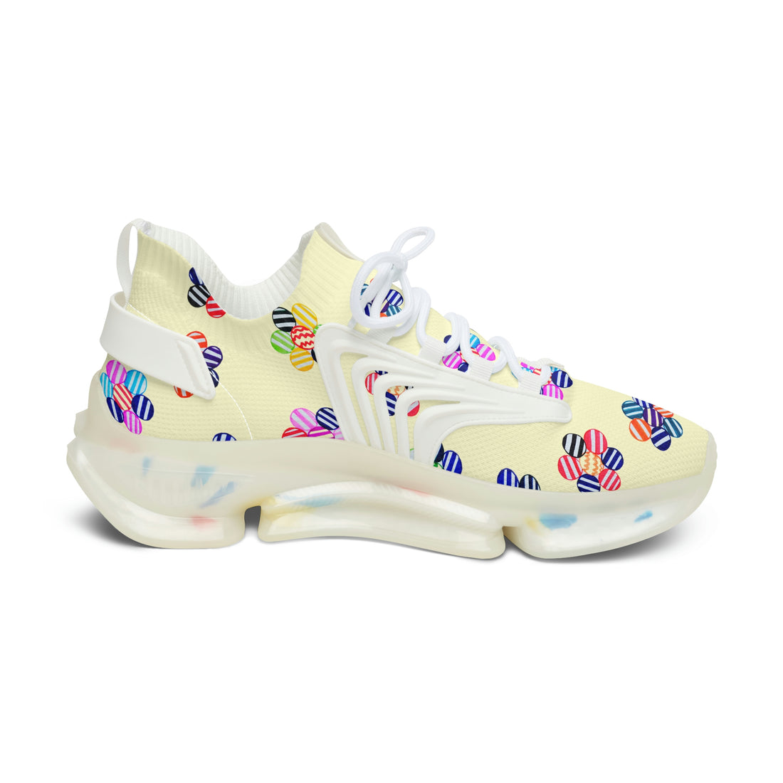 Cream Candy Floral Printed OTT Women's Mesh Knit Sneakers