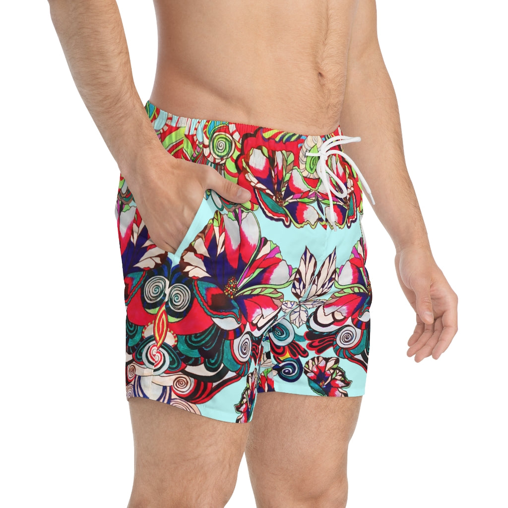 Icy Graphic Floral Pop Men's Swimming Trunks