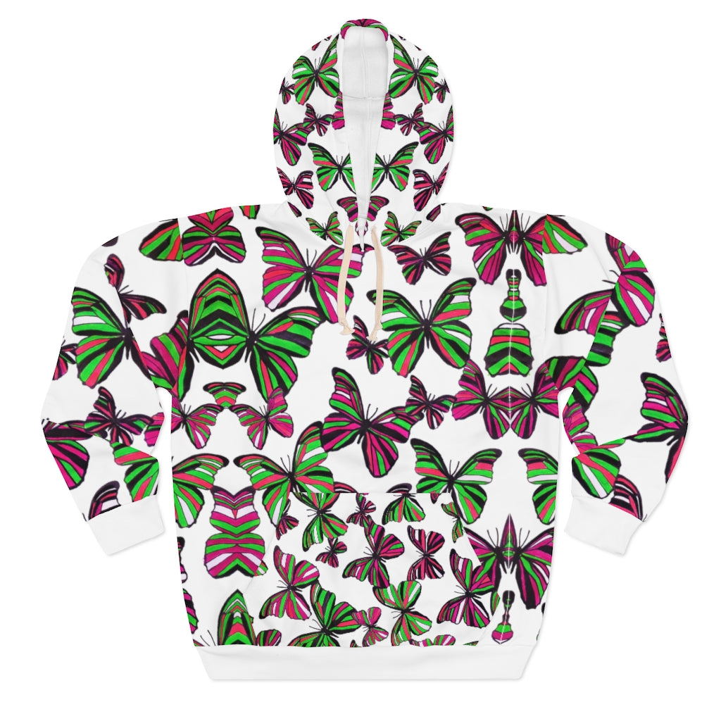 Butterflies Pullover White Hoodie