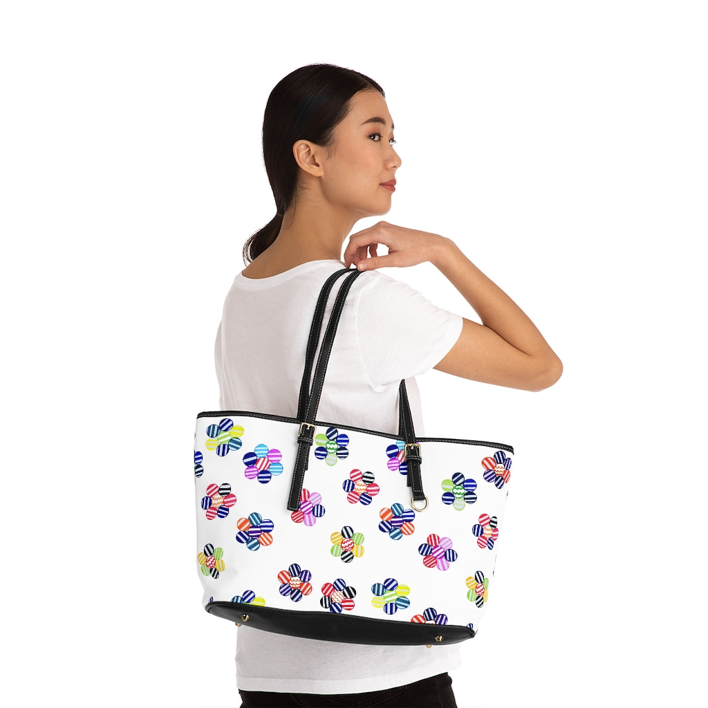 White Candy Florals PU Leather Shoulder Bag