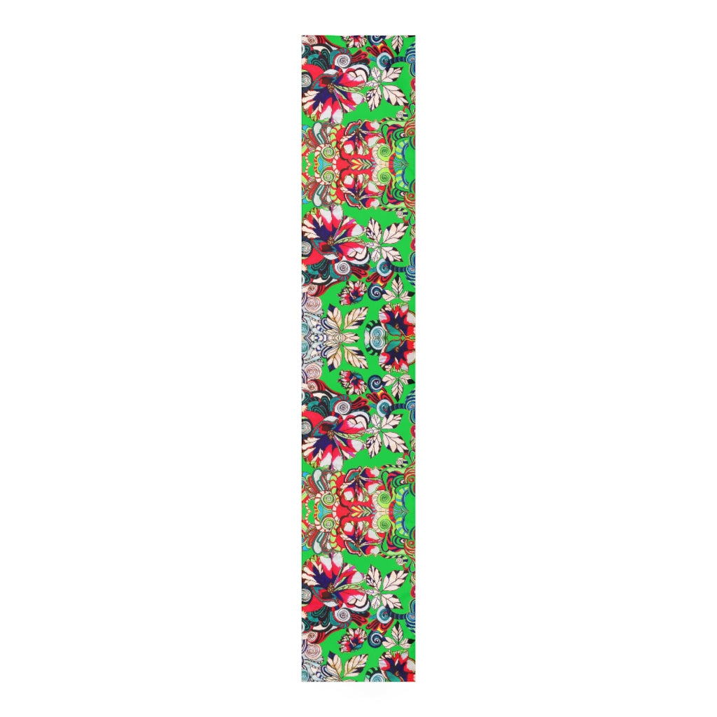 Artsy Floral Pop Green Table Runner