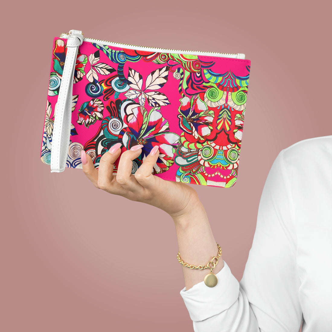 Hot Pink Floral Pop Clutch Bag