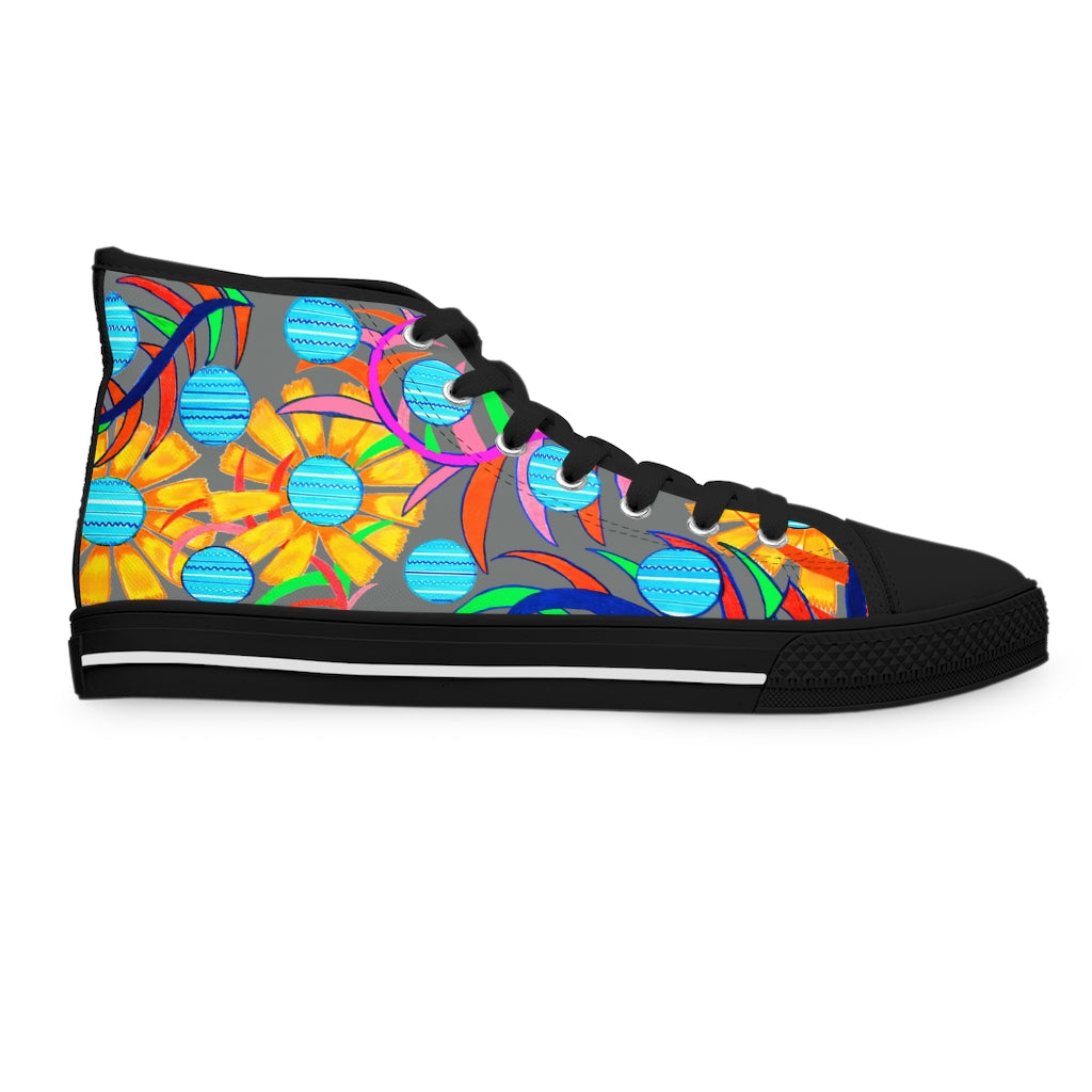 ash sunflower print women's hightop canvas sneakers 