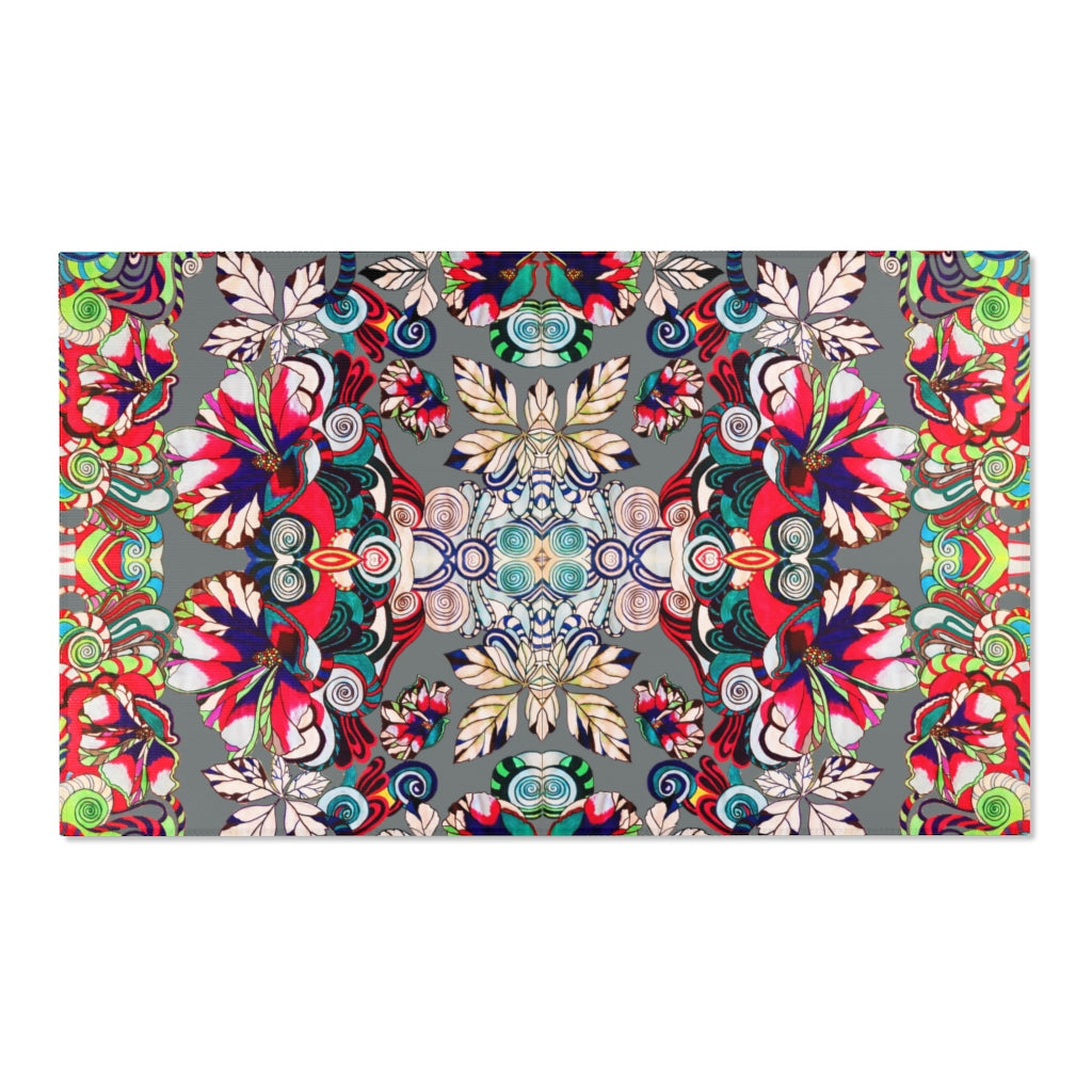 Artsy Floral Pop Grey Area Rug