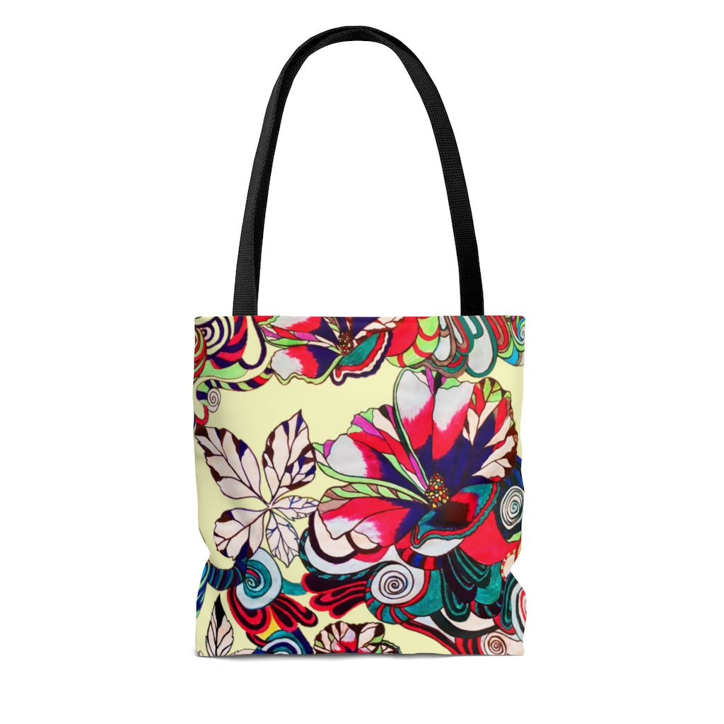 AOP Artsy Floral Pop Cream Tote Bag