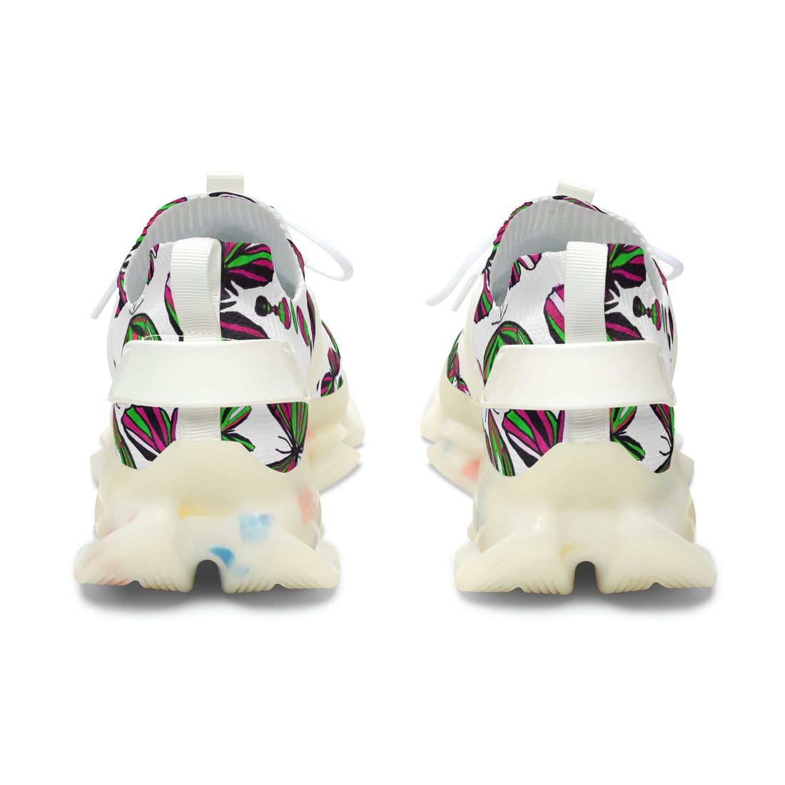 White Butterfly Printed OTT Women's Mesh Knit Sneakers