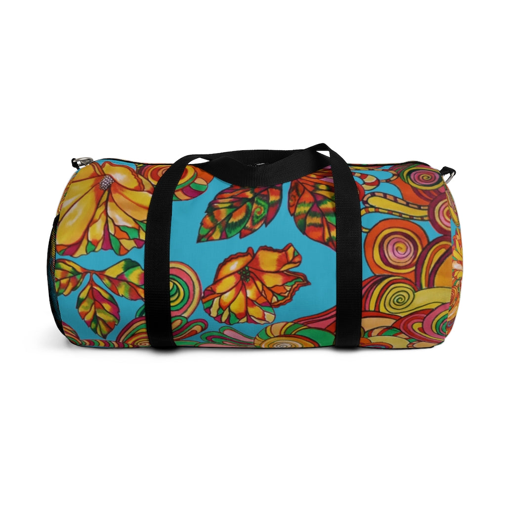 Artsy Floral Aqua Duffel Bag