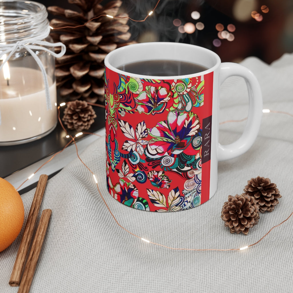 Floral Art Red Mug 11oz