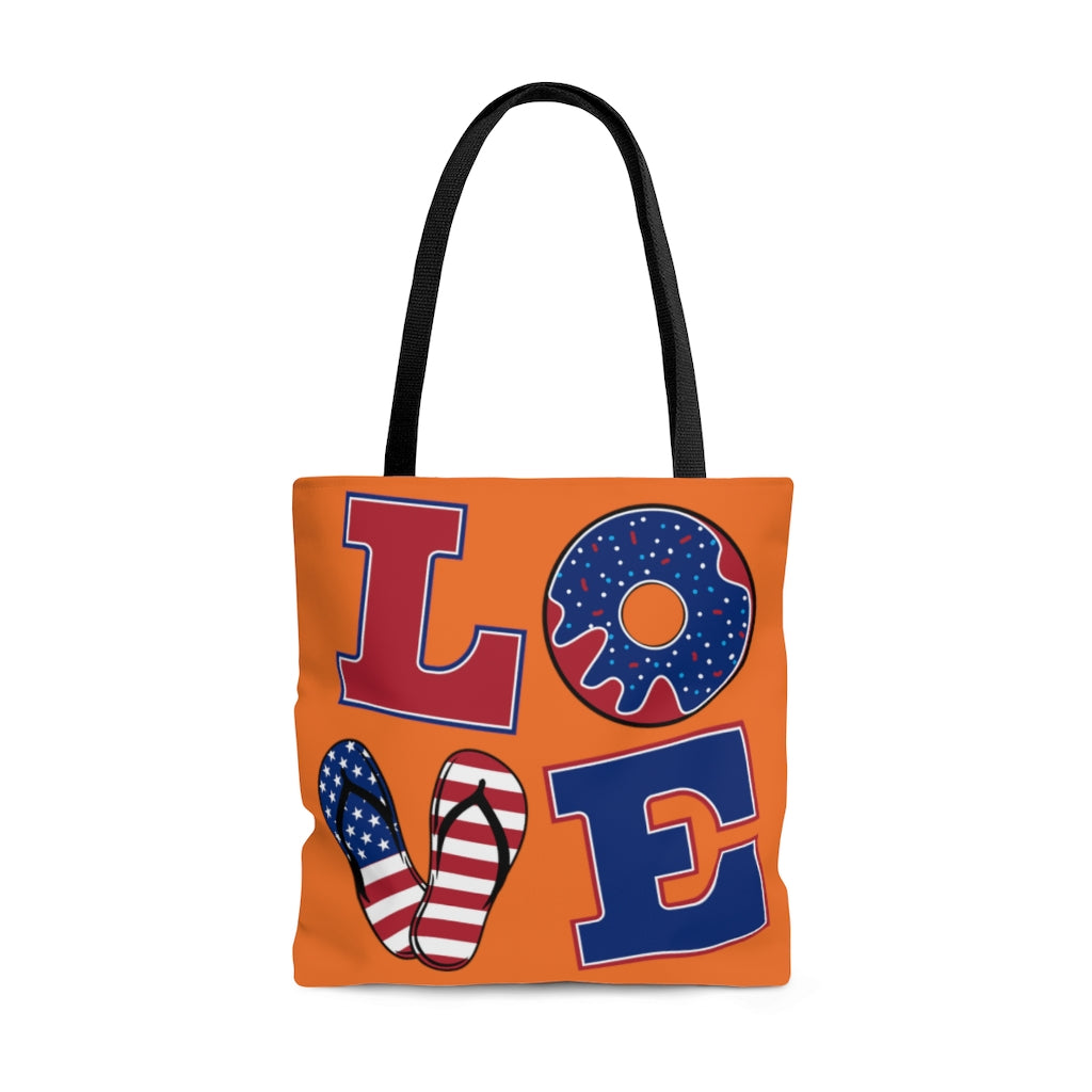 AOP American Love Orange Tote Bag