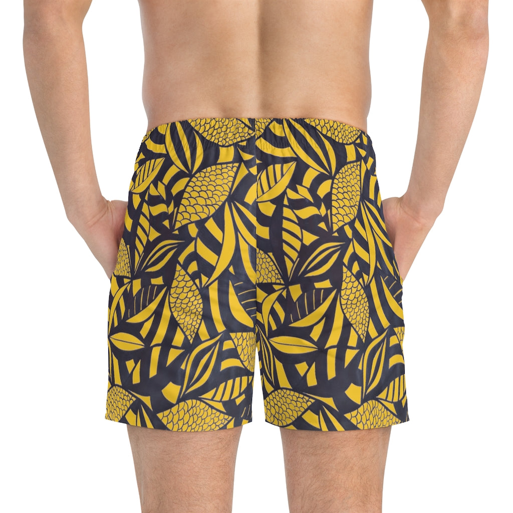 Yellow Tropical Minimalist Swimming Trunks