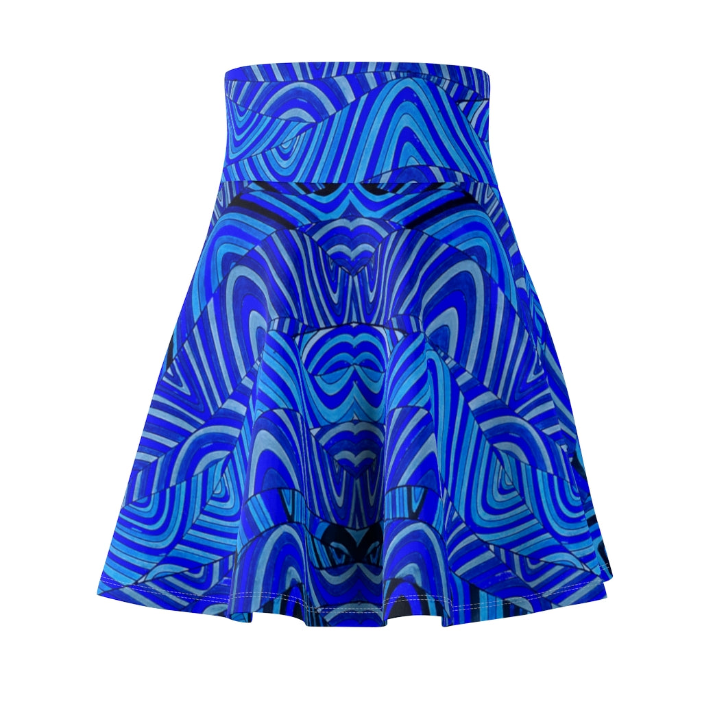 electric blue psychedelic print skater skirt