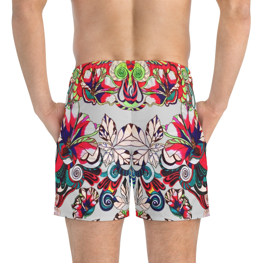 Slate Graphic Floral Pop Men's Swimming Trunks