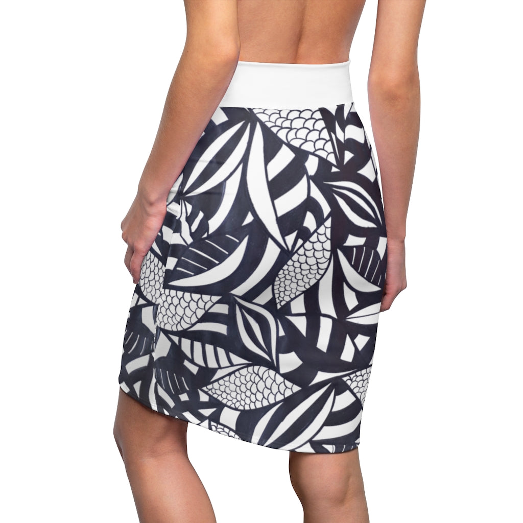 Tropical Minimalist Pencil Skirt