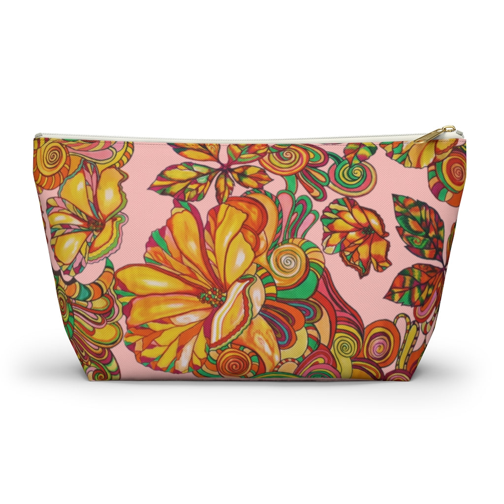 Blush Artsy Floral Accessory Pouch