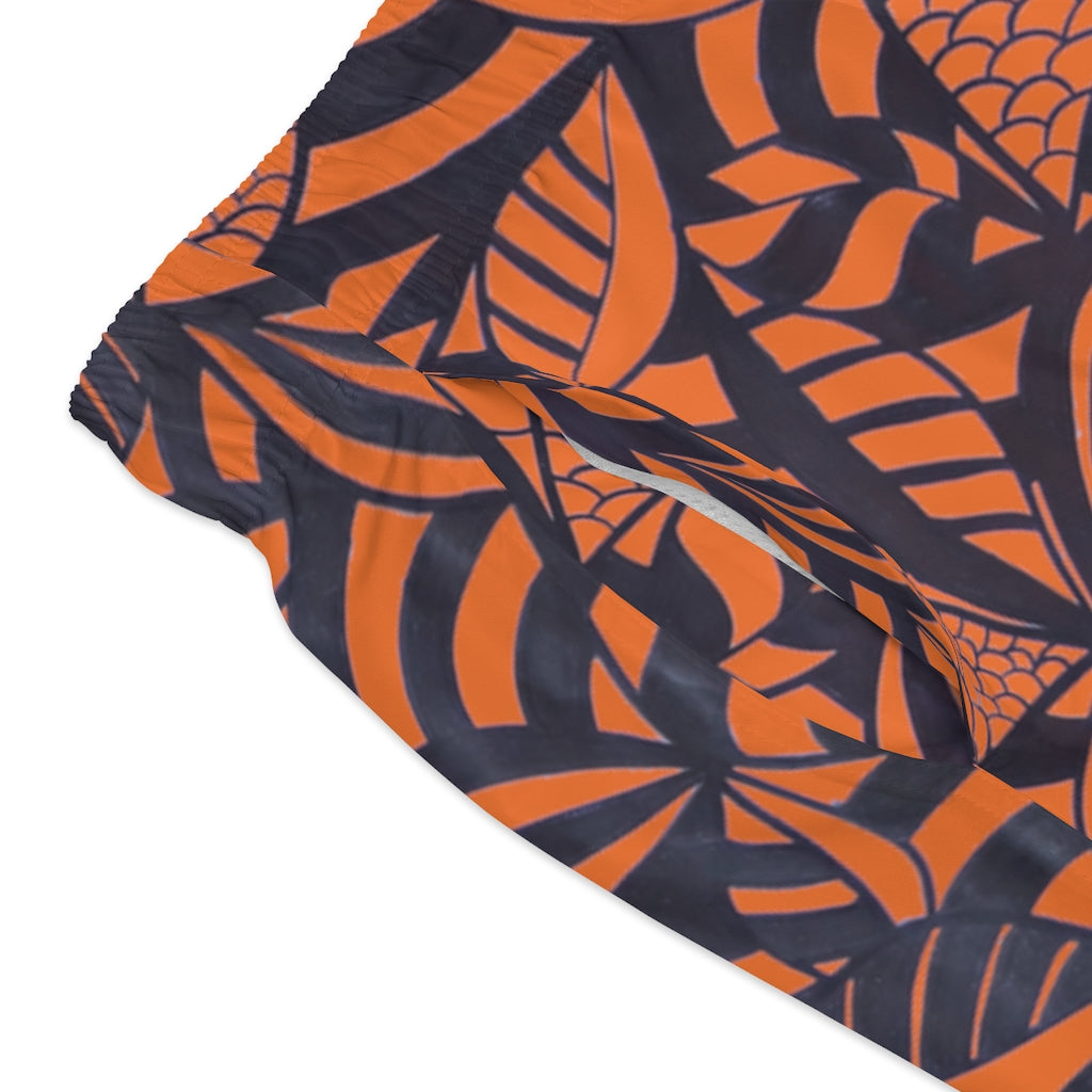 Orange Tropical Minimalist Men's Swimming Trunks