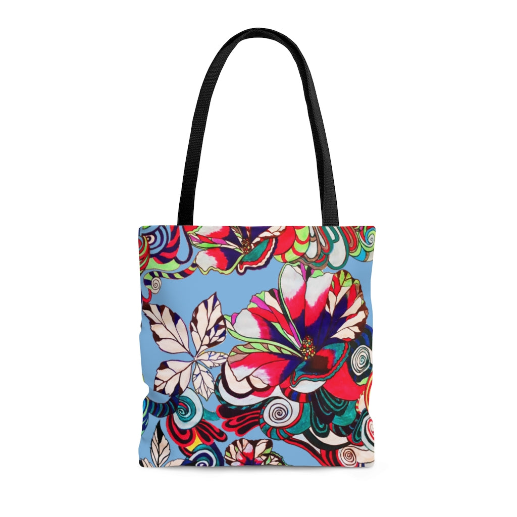 AOP Artsy Floral Pop Sky Tote Bag