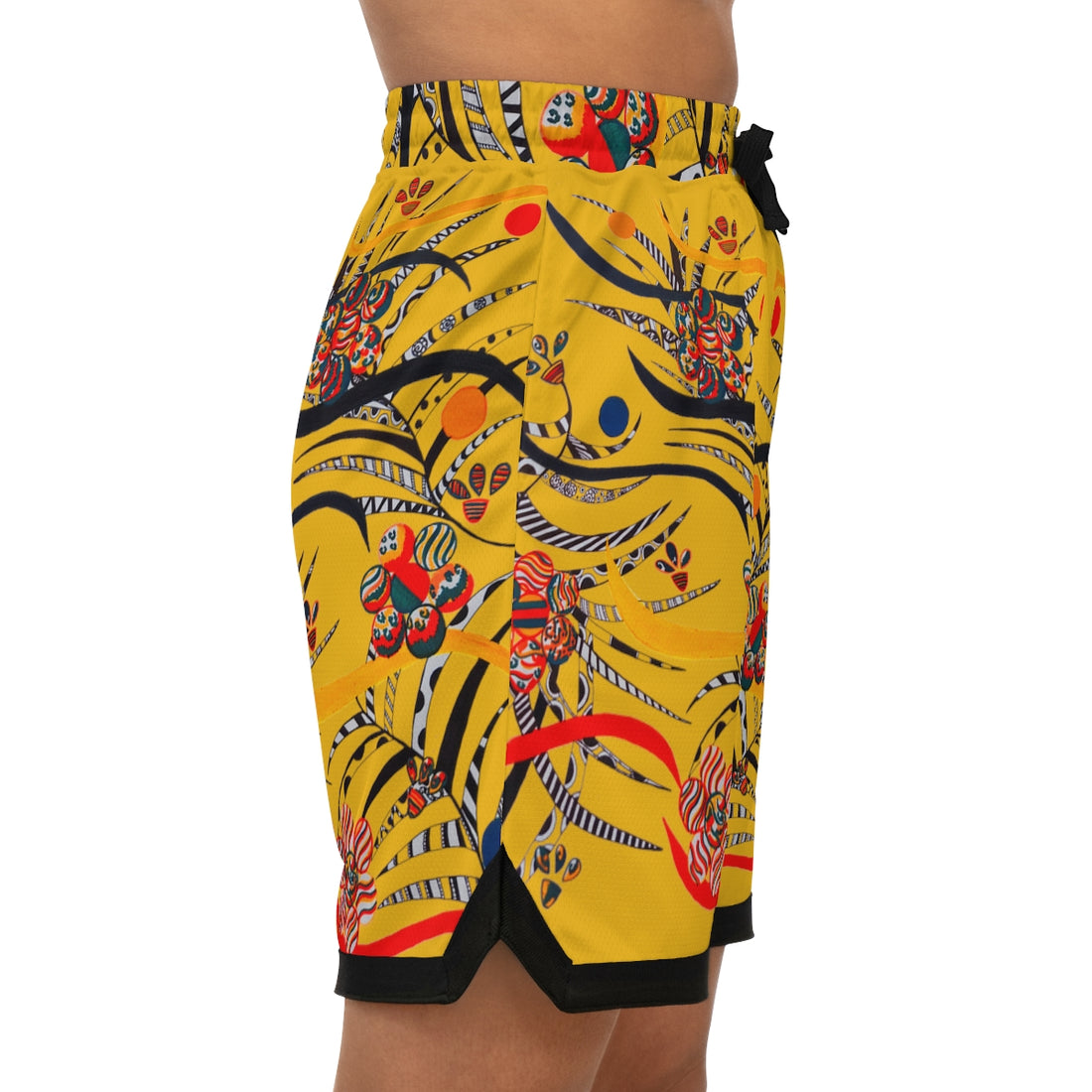 Yellow Wilderness Basketball Rib Shorts (AOP)