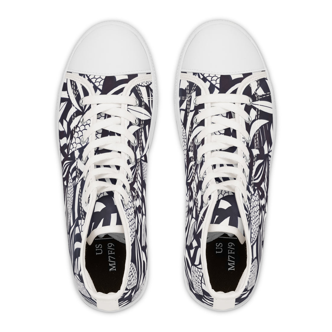 White Tropical Minimalist Women's AOP High Top Sneakers