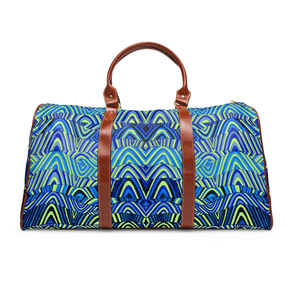 lime psychedelic print duffel bag