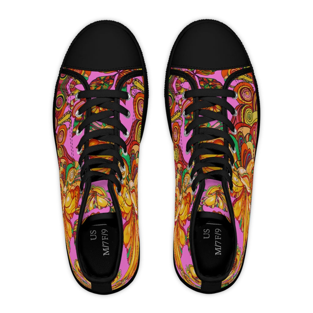 Rose Artsy Floral Women's High Top Sneakers