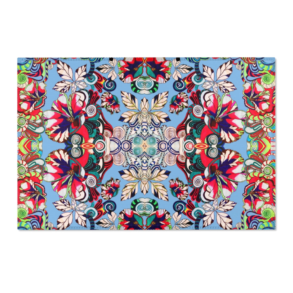 Artsy Floral Pop Sky Area Rug