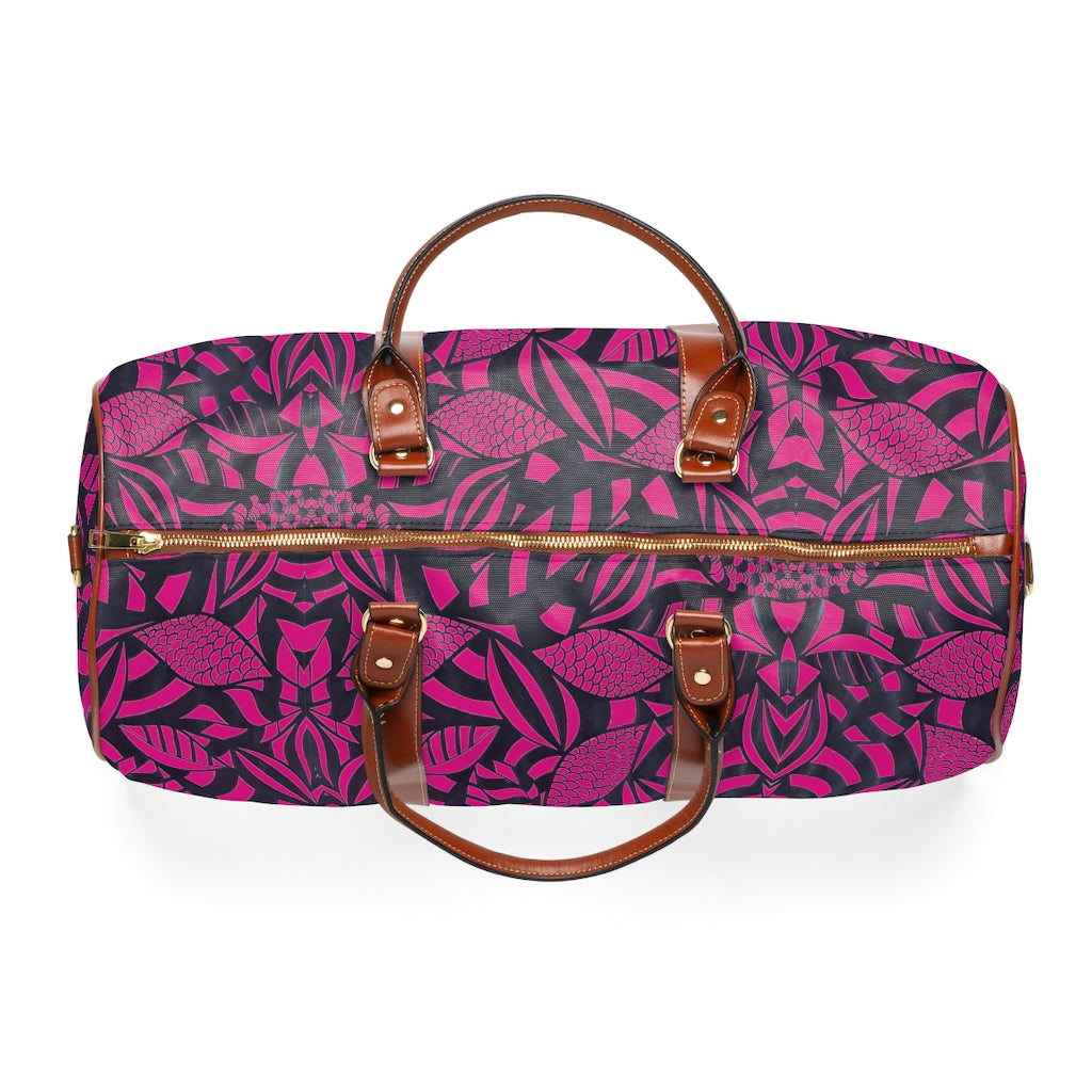 Hot Pink Tropical Minimalist Waterproof AOP Travel Bag