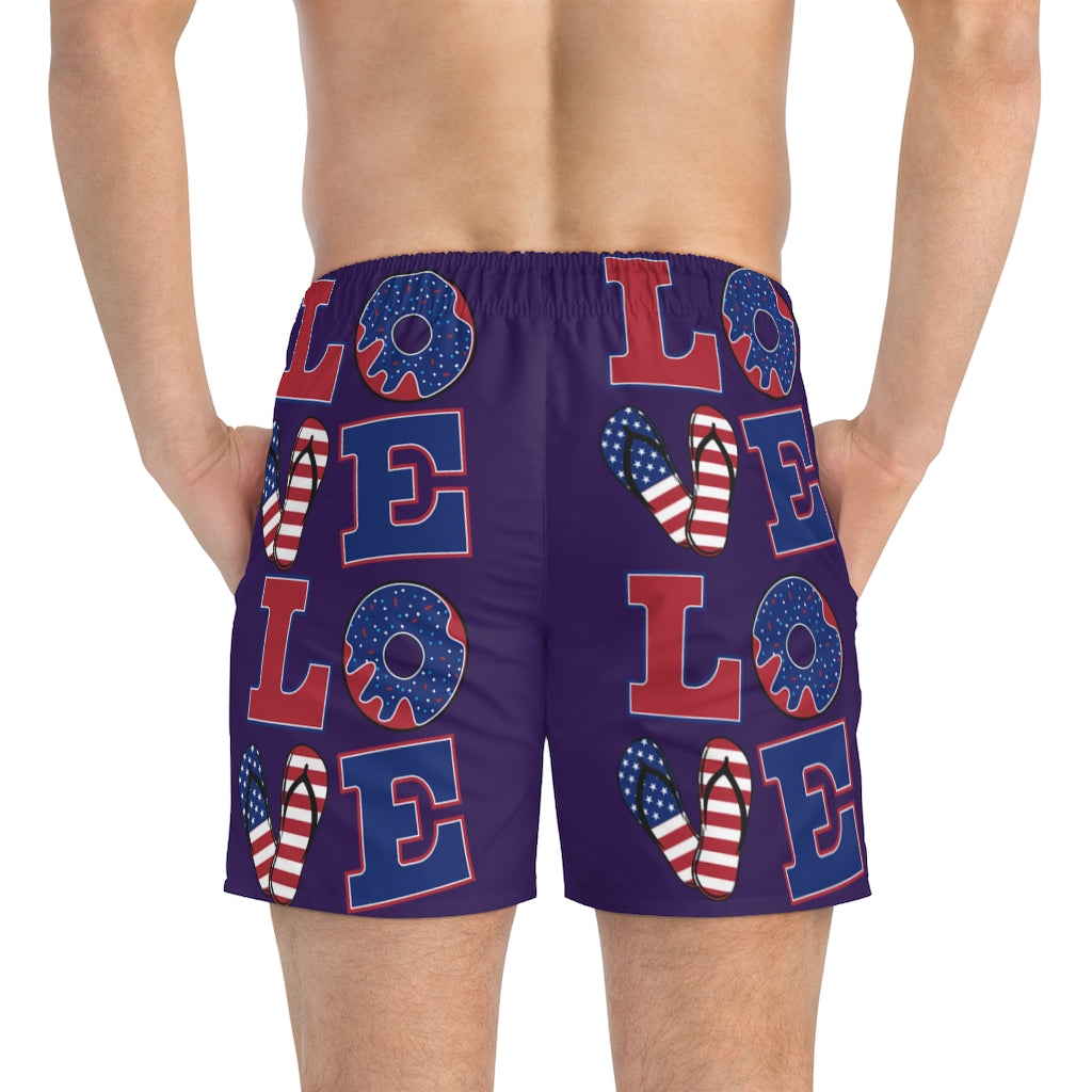 Men's American Love Violet Swimming Trunks