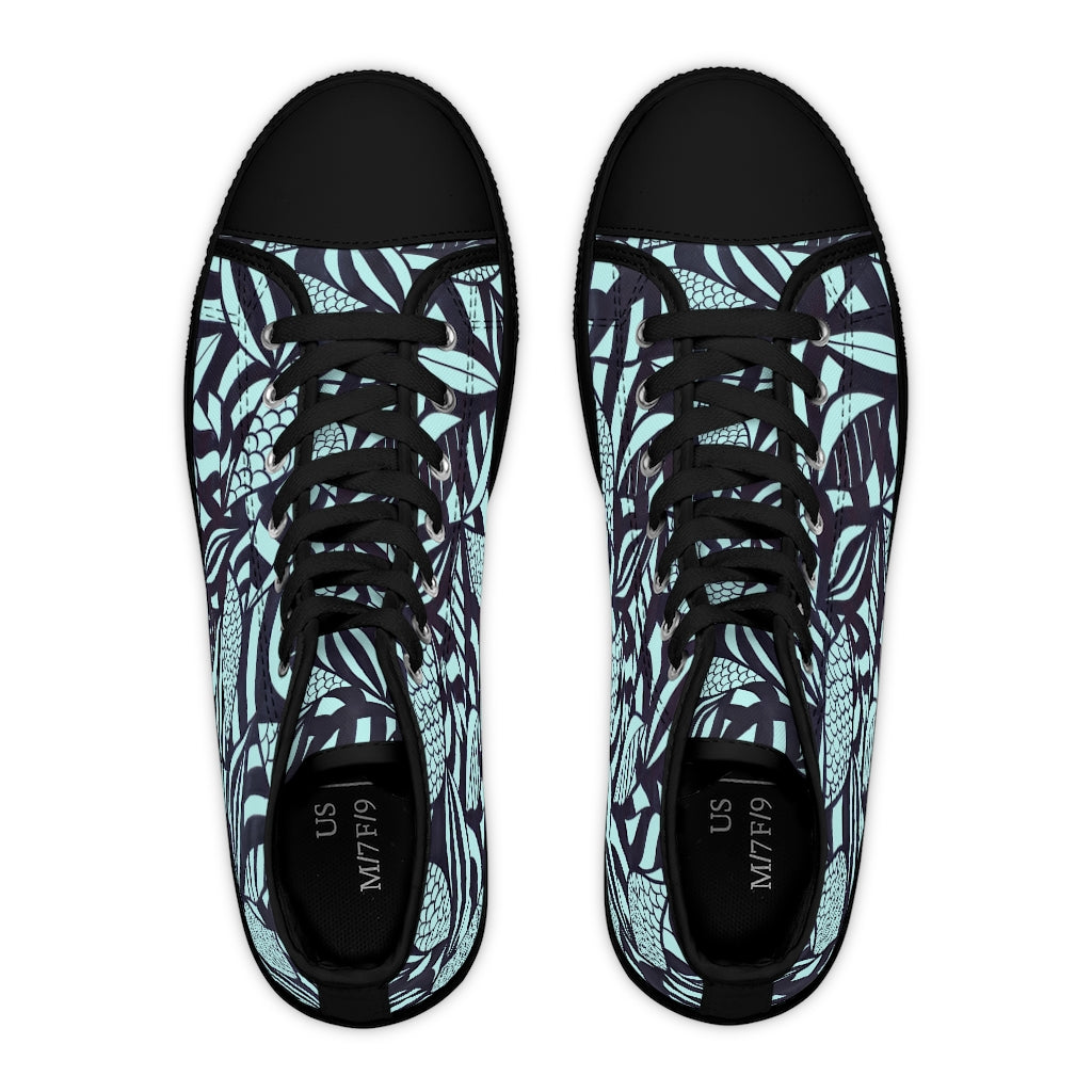 icy tropical print hightop women's sneakers