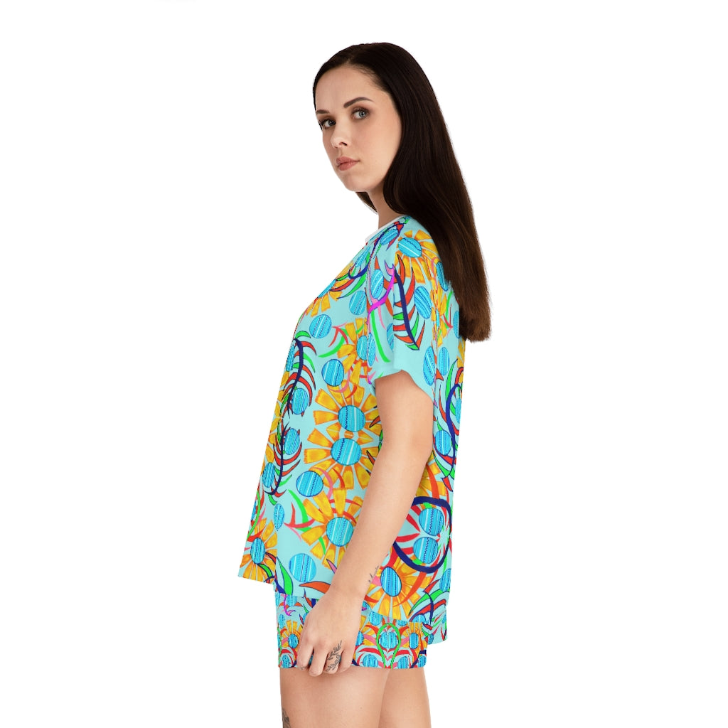 Sky Sunflower Short Pajama Set (AOP)