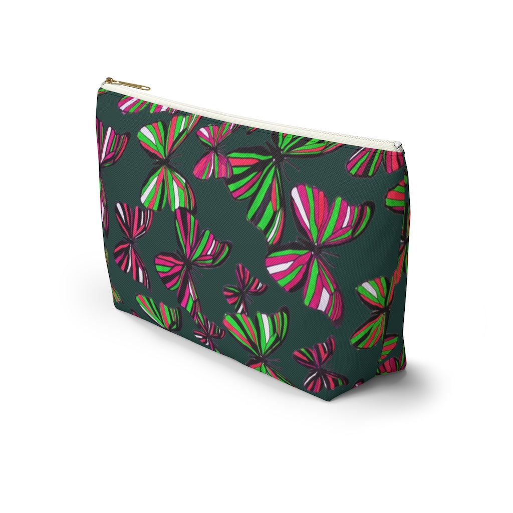 Butterflies Dark Green Accessory Pouch