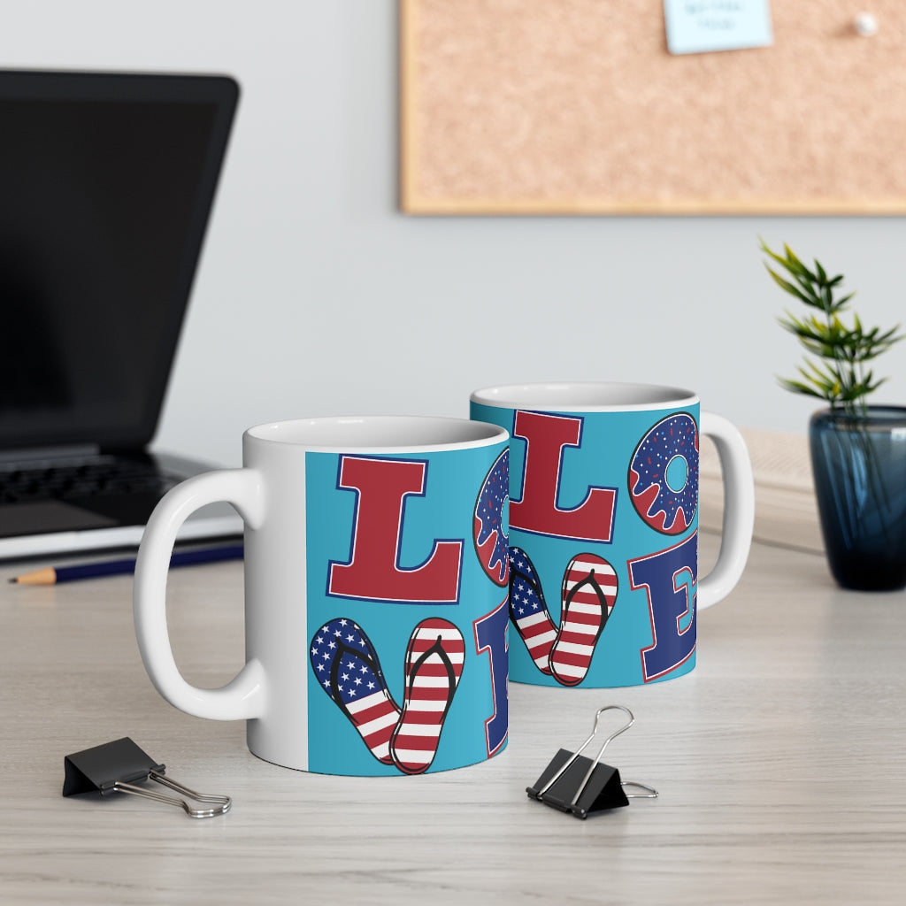 LOVE Ceramic Aqua Mug 11oz