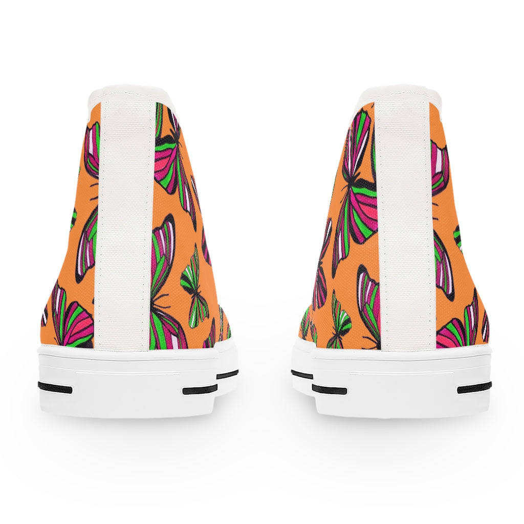 Peach Butterflies Women's High Top Sneakers