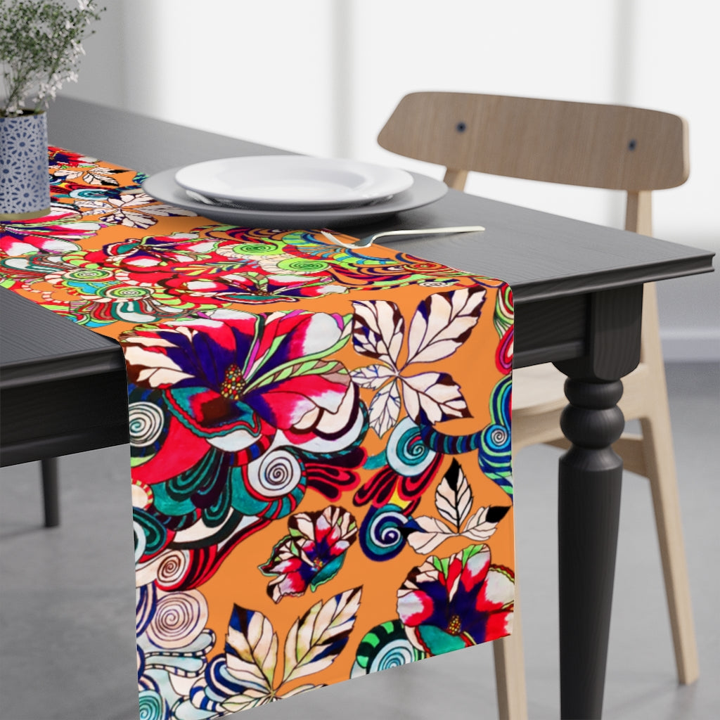Artsy Floral Pop Peach Table Runner