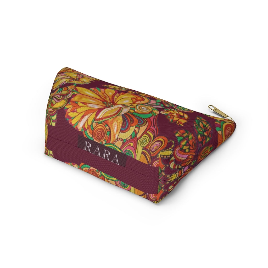 Marsala Artsy Floral Accessory Pouch