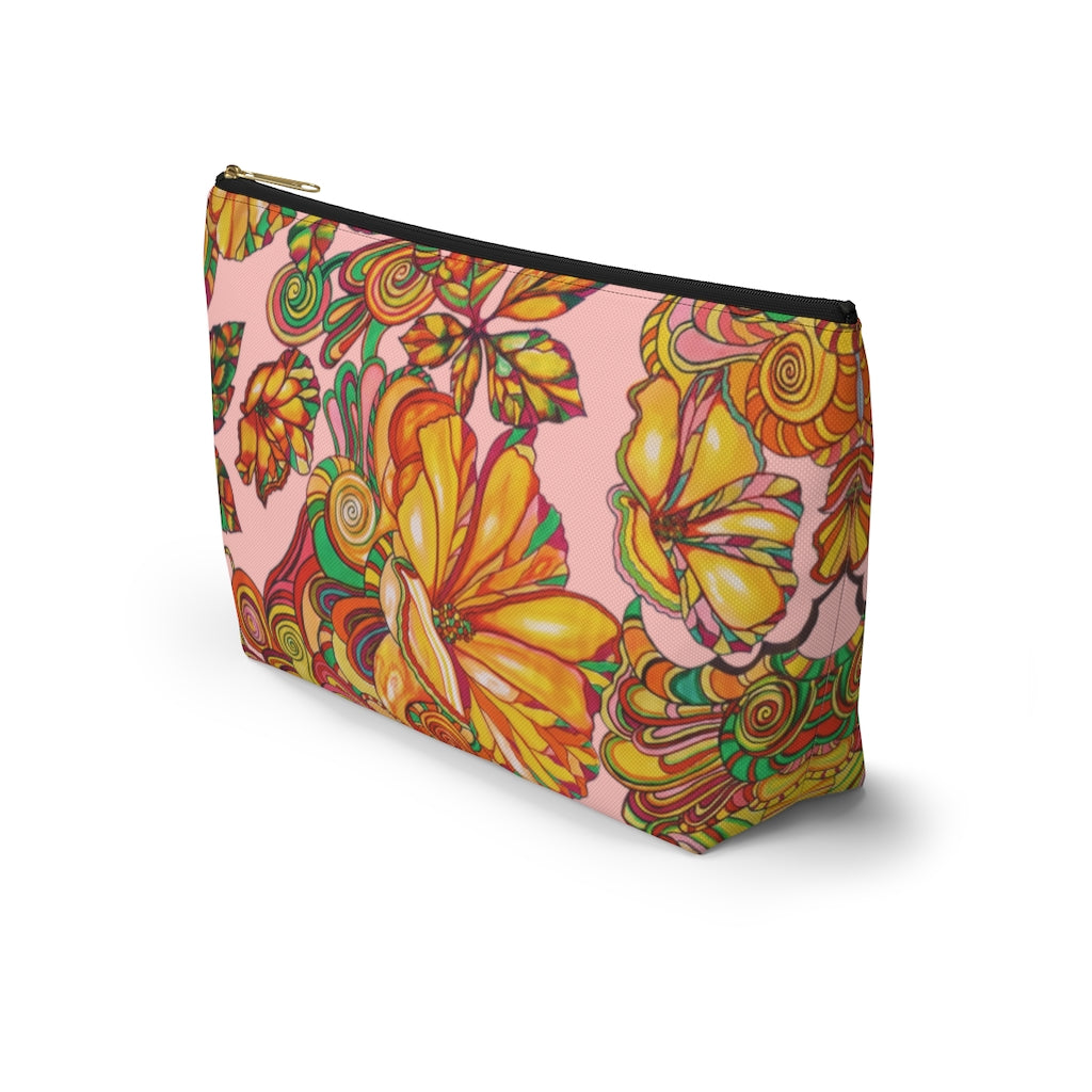 Blush Artsy Floral Accessory Pouch