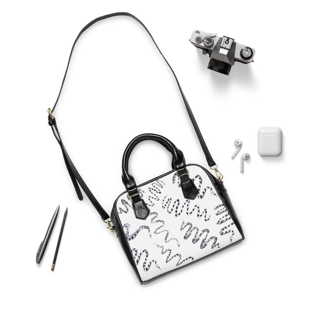 White Snake den AOP Handbag