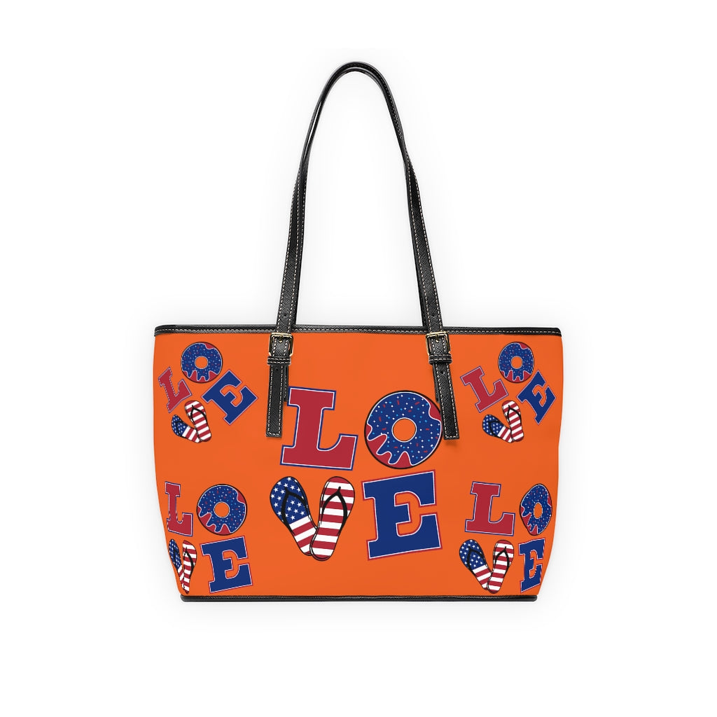 Orange LOVE PU Leather Shoulder Bag