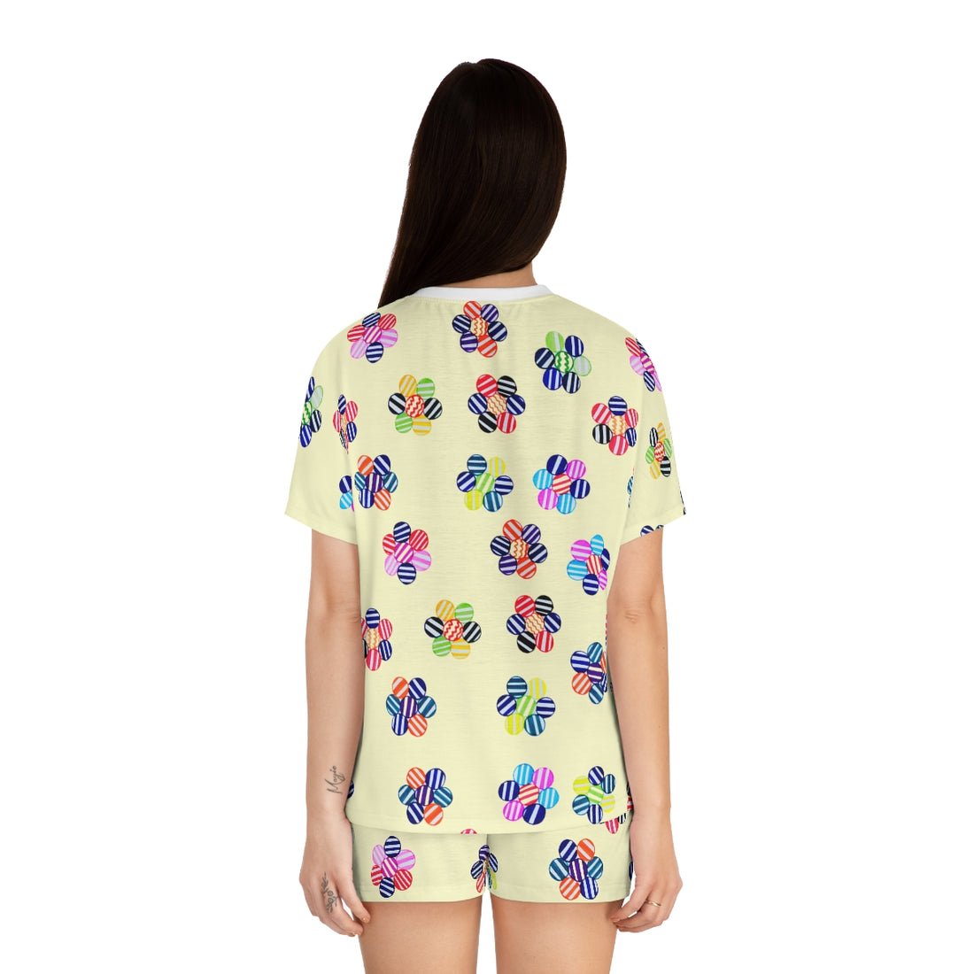 Cream Candy Floral Short Pajama Set (AOP)