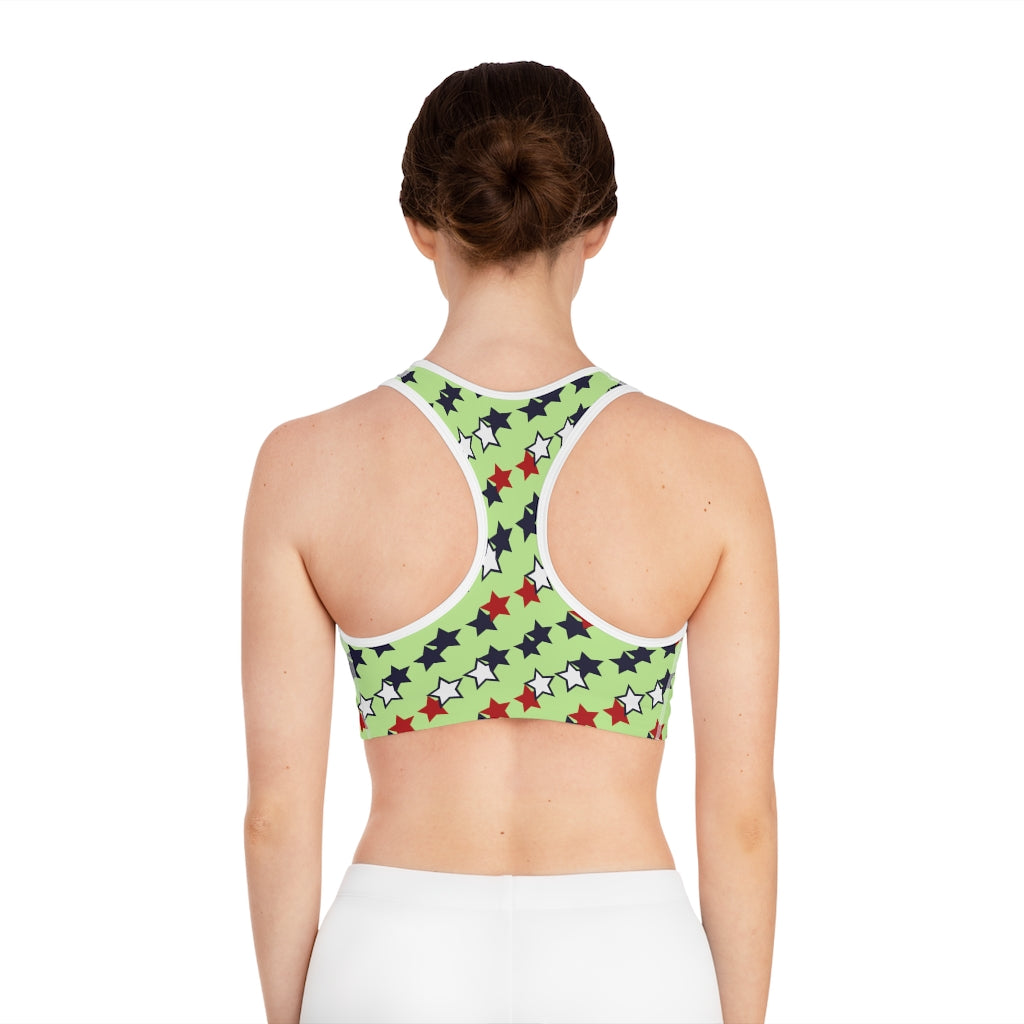 lime star print sports bra