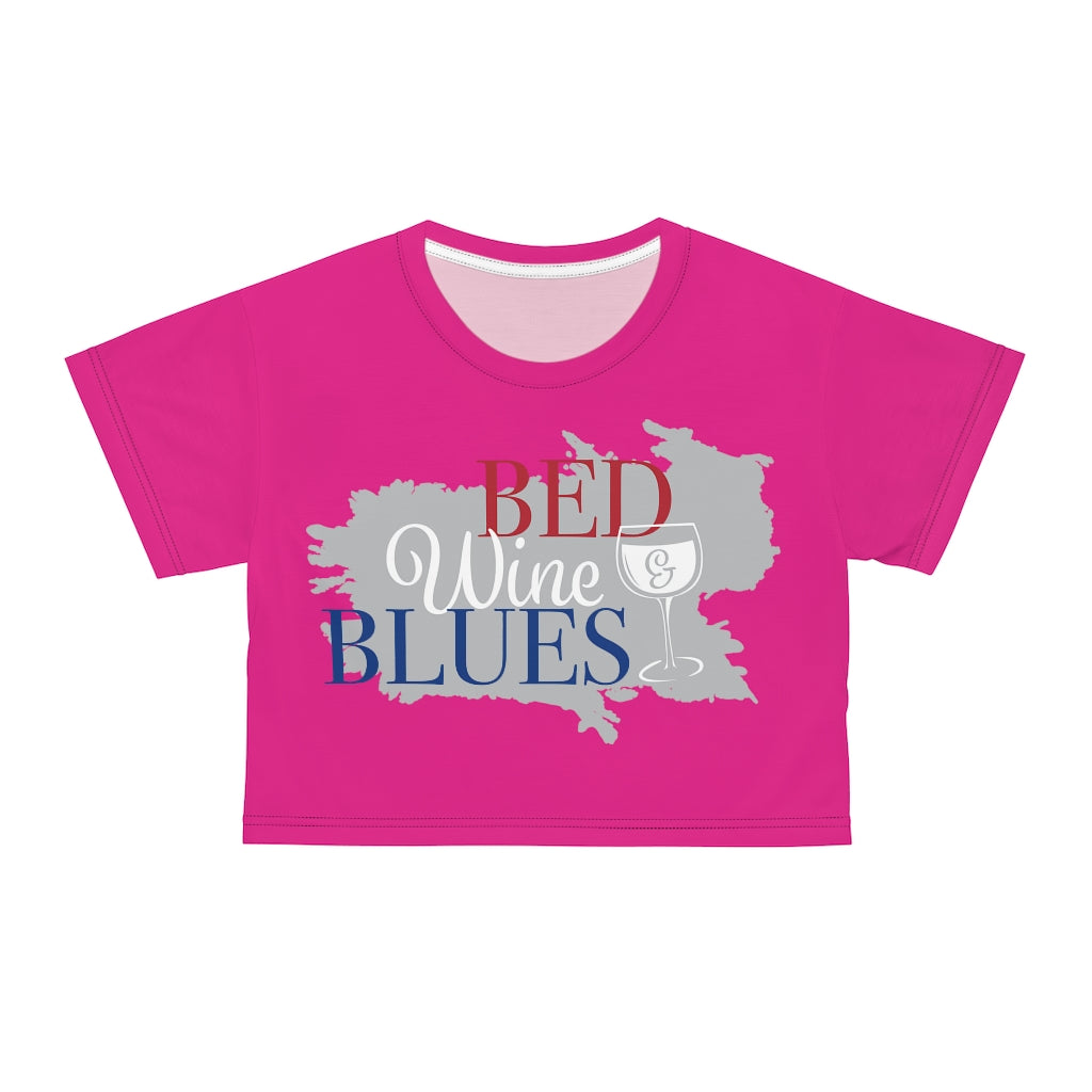 Hot Pink Bed & Blues AOP Crop Tee