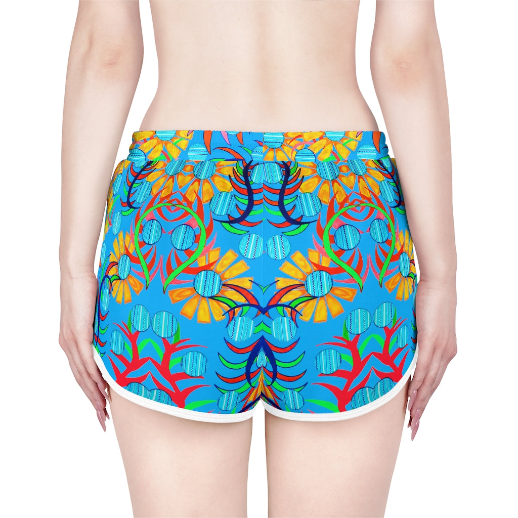 Aqua Sunflower Relaxed Shorts