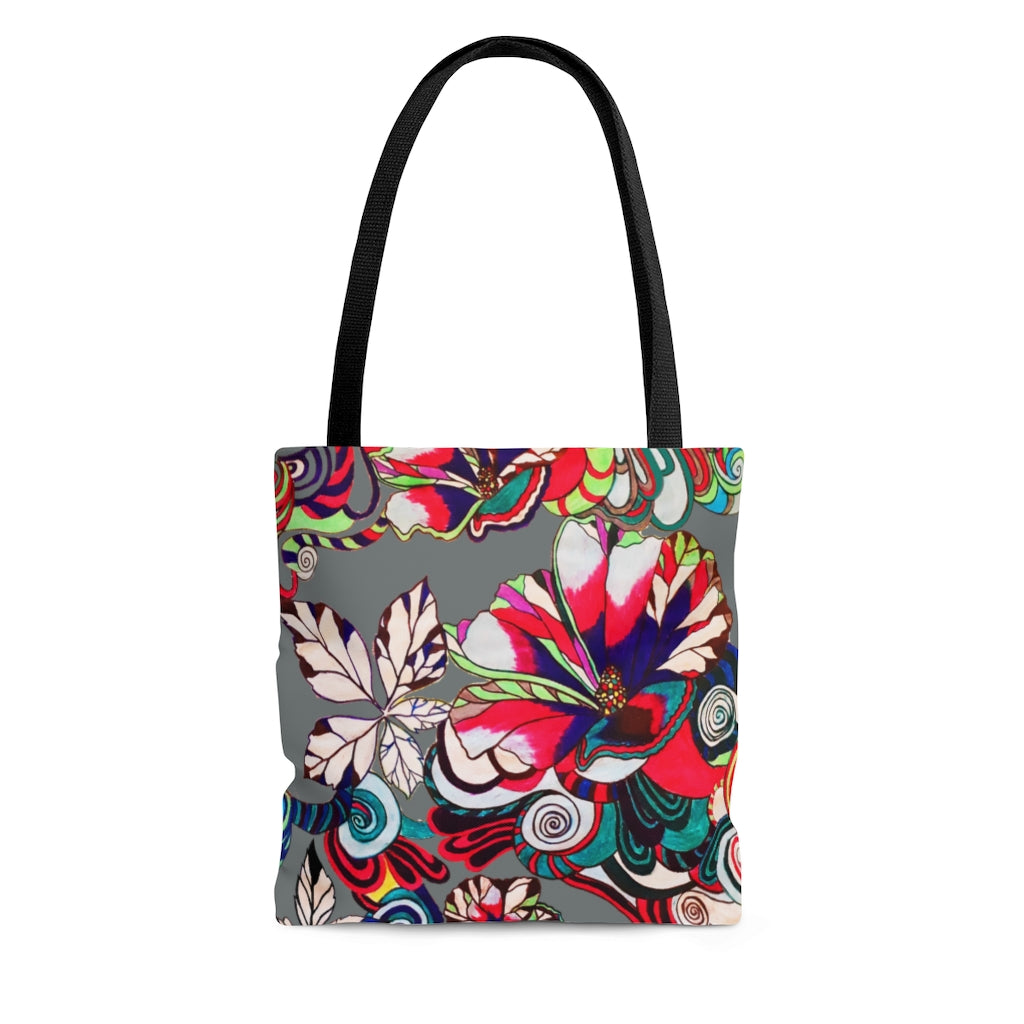 AOP Artsy Floral Pop Ash Tote Bag