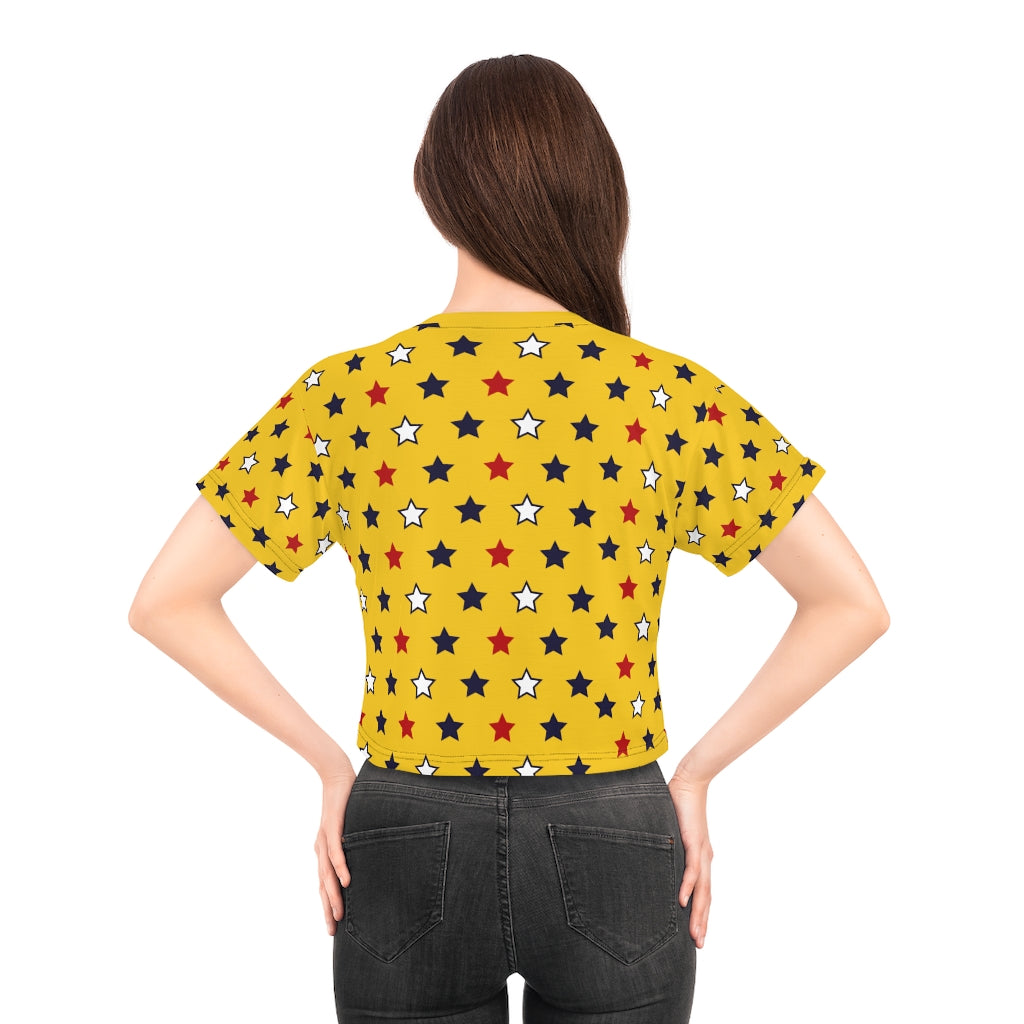 Yellow Starry AOP Crop Tee