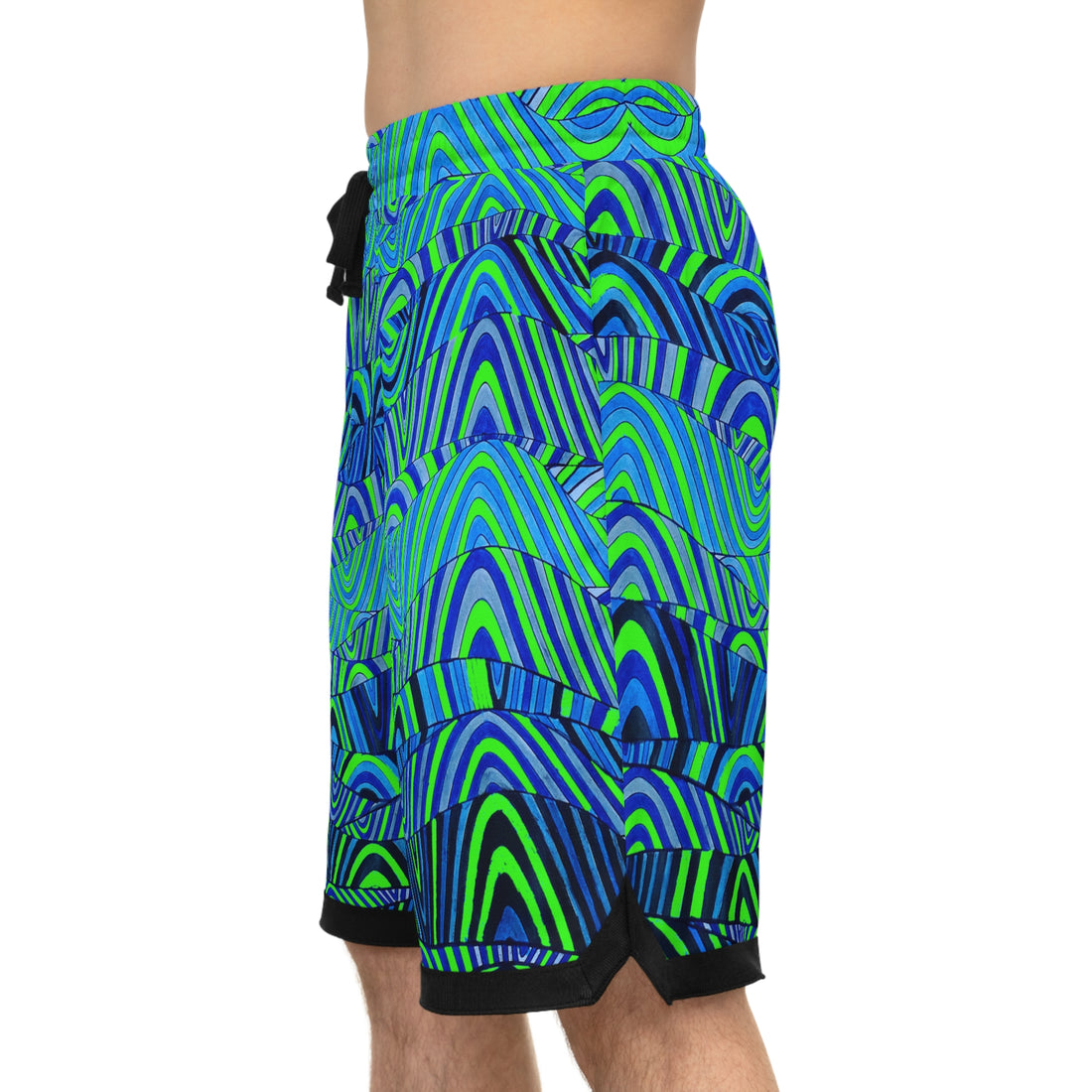 Neon Green Sonic Basketball Rib Shorts (AOP)